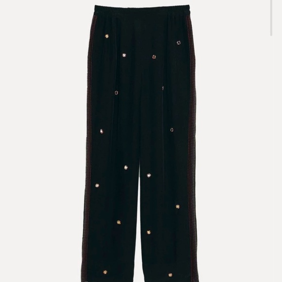 Farm Rio Black Rainbow Beaded Mirror Trim Trousers, size L - Picture 3 of 13